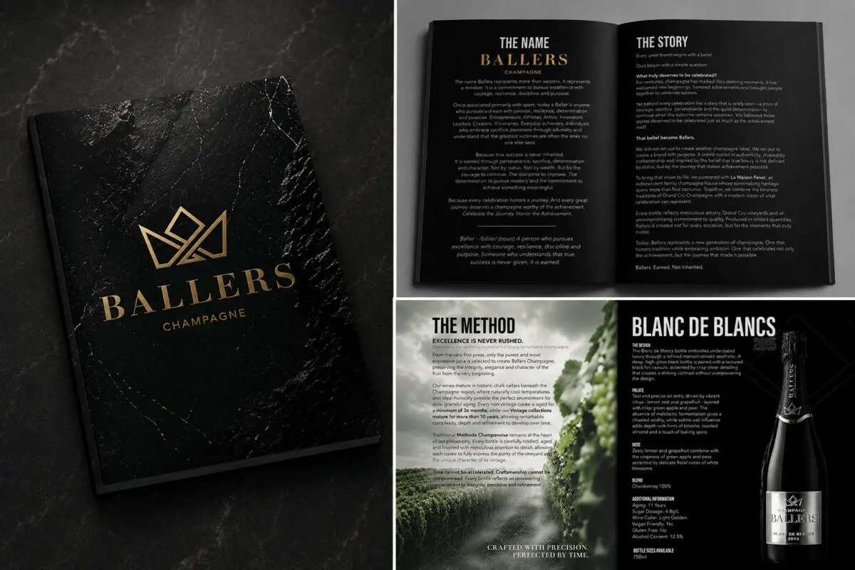 Ballers Champagne booklet print design