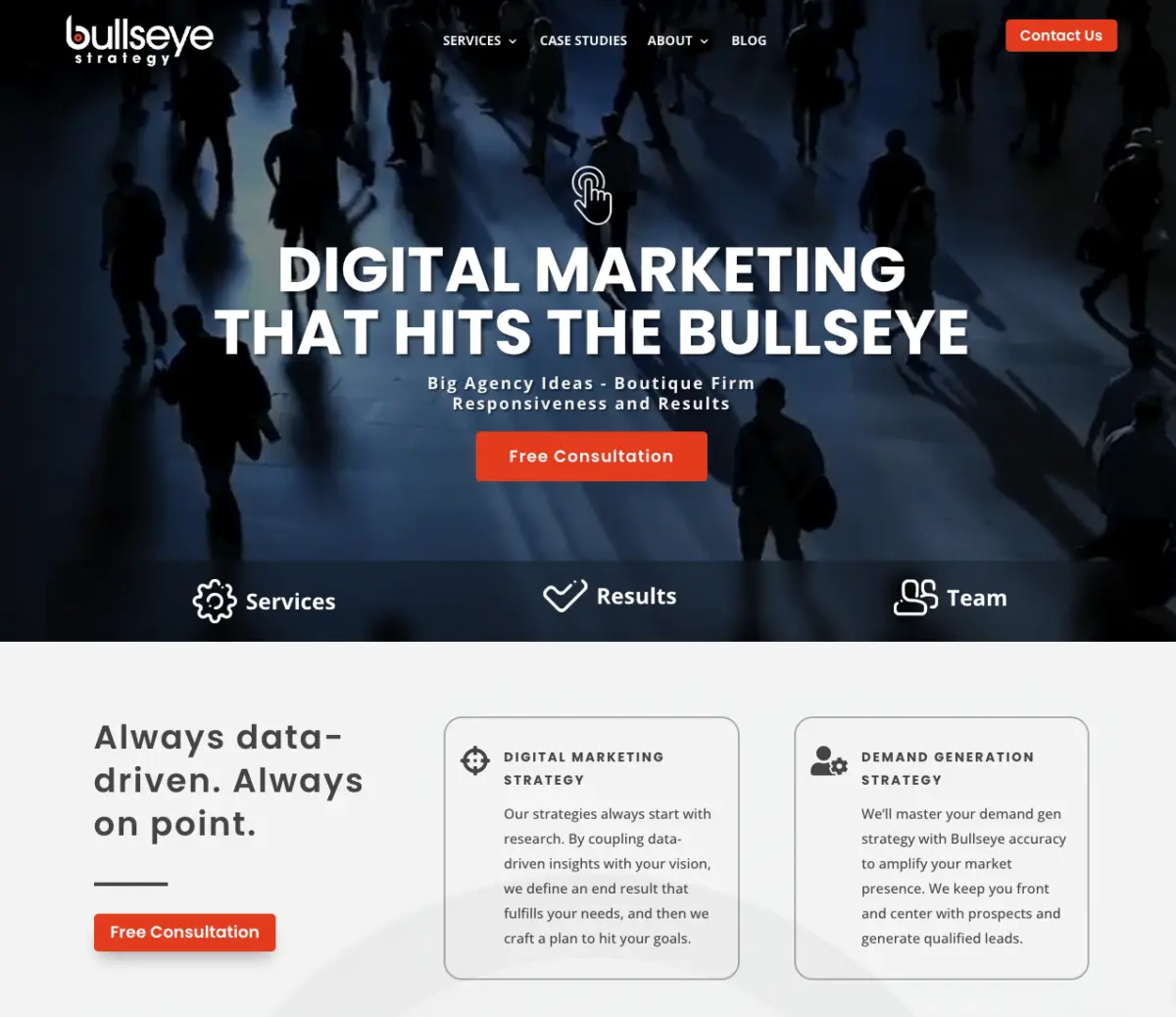 Bullseye website design